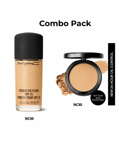 Combo Pack MAC Studio Fix Fluid SPF 15 Foundation+ Compact- Authentic