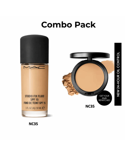 Combo Pack MAC Studio Fix Fluid SPF 15 Foundation+ Compact- Authentic