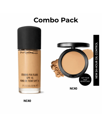 Combo Pack MAC Studio Fix Fluid SPF 15 Foundation+ Compact- Authentic